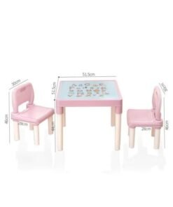 Alternative view of WALALLA Children's Learning Table and Chair Set, Kindergarten Table and Chairs, Summer Outdoor Picnic Table, Adults Can Be Used (Including 1 Table, 2 Chair)