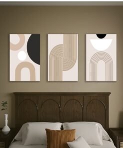 RATSAW Set Of 3 Framed Canvas Wall Arts Stretched Over Wooden Frame Paintings Sage Green Boho Wall Art Room Decor for Living Room Bedroom Office