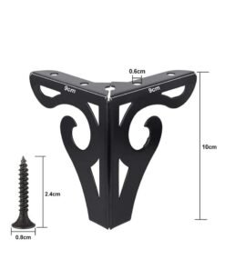Heavy-Duty 10cm Metal Furniture Legs with Screws - Ideal for Coffee Tables, Dining Tables, Cabinets & Sofas (Retro Black Design)