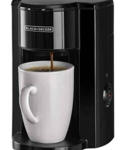 BLACK+DECKER Coffee Maker, Compact One-Cup Coffee Machine with Ceramic Mug, Auto Shut-Off, Durable Nylon Filter, One-Button Control, For Drip Espresso, 125 ml 350 W DCM25N-B5 Jet Black
