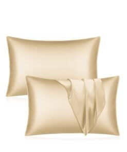 MahMir® Silky Satin Pillowcase for Hair and Skin Queen - Champagne Gold Silk Pillowcase 2 Pack 76L x 51W CM (20x30 Inches) - Satin Pillow Cases Set of 2 with Envelope Closure (2pcs Champagne)