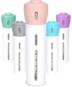 Travigo 4-in-1 Travel Dispenser Bottle sets, Includes Four 40 mL Cosmetic Toiletries TSA Approved Refillable Leakproof liquid Containers for Shampoo, Lotions, Skincare(Pink)(Plastic)