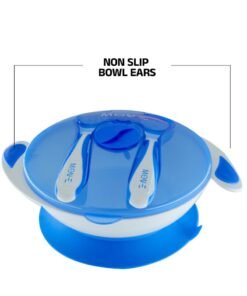 MOVE ON 330ML Baby Suction Bowl with Spoon & Fork for Infant & Toddlers,BPA Free, Blue - Image 3