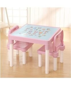 WALALLA Children's Learning Table and Chair Set, Kindergarten Table and Chairs, Summer Outdoor Picnic Table, Adults Can Be Used (Including 1 Table, 2 Chair)