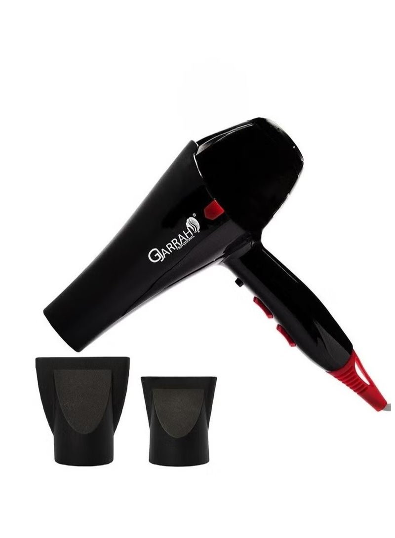 Gjarrah Professional Hair Dryer - Damage Protection, Multiple Settings, Powerful 2400W Black/Red