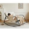 Cool Baby COOLBABY Rocking Chair Modern Style Rocking Chair With Reclining Position And Side Pockets Upholstered High Back Rocking Chair Suitable For Balcony Living Room Bedroom And Garden (Beige)