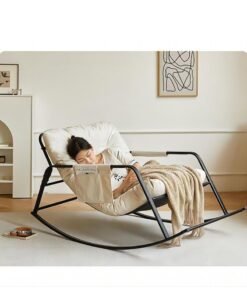 Cool Baby COOLBABY Rocking Chair Modern Style Rocking Chair With Reclining Position And Side Pockets Upholstered High Back Rocking Chair Suitable For Balcony Living Room Bedroom And Garden (Beige)