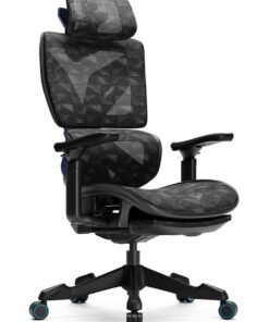 Alternative view of AFTERWORK Xyrion Super Ergonomic Gaming Chair with Footrest - 3D Adjustable Headrest, Adaptive Backrest, 4-Position Tilt Lock, Breathable Mesh, and Silent Castors - Black & Blue