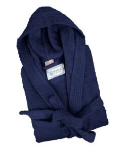 Home Essentials Bliss Casa - Unisex Bathrobe - 100% Cotton Super Soft Highly Absorbent Bathrobes For Women & Men- Perfect for Everyday Use Unisex Navy Adult Size