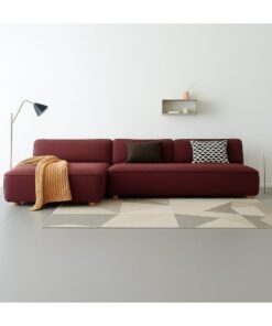 Al Zakharef Furniture Clarissa 3-Seater Luxury L-Shape Velvet Sofa with Free Pillows, Premium Wooden Frame, High-Density Seating Foam, Modern Corner Couch for Living Room Size L270 × W180 cm, Colour Wine Red