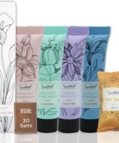 Travelwell Travel Well Travel Size Toiletries Bulk Set  AirBnB Essentials for Guests  180 Items 30 pieces each of Mini Shampoo Conditioner Soap Bars Lotion Body Wash Dental Kit