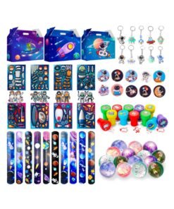 FRUITFUL PARTY Space Party Favors for 10 Guests, 70pcs Space Birthday Decorations Includ Space Goodie Bags Stamp Slap Bracelet etc Space Birthday Party Favors for Space Themed Birthday Party Supplies