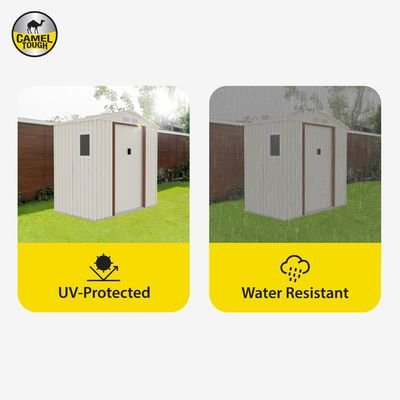 CamelTough Outdoor Metal Storage Shed, 7X4.2 feet, Garden Metal Shed Weather Resistant Beige, CT-640