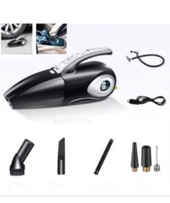 4-in-1 Car Vacuum Cleaner High Power, Tire Inflator Portable Car Vacuum with Digital Tire Pressure Gauge LCD Display and LED Light, 12V DC, 15FT Cord, Essential Accessories for Men Women