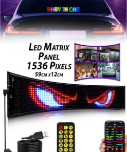DBLEW LED Advertising Large Flexible RGB Full Color Programmable Digital Sign Super Bright Bluetooth APP Control DIY Custom LED for Car, Truck, Store Business Advertising, Dining, Hotel, Restaurant, Bar, Coffee Shop, Party, Home, Office, Festival Matrix Panel Board Custom Text Pattern Animation Scrolling Display Devil Eyes Light Smart Screen Sign Panel with 1536 LEDs