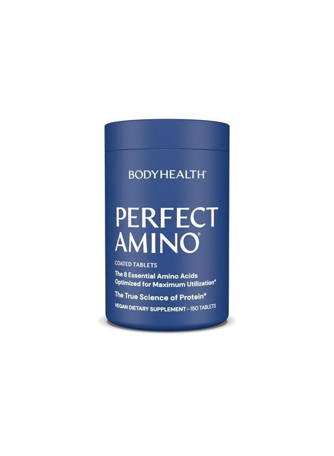 BodyHealth PerfectAmino (150 ct) Easy to Swallow Tablets, Essential Amino Acids Supplement with BCAAs, Vegan Protein for Pre/Post Workout & Muscle Recovery with Lysine, Tryptophan, Leucine, Methionine