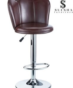 SULSHA Modern Height Adjustable Chair , Bar Chair , Bar Stool Set Leather Padded Stool BROWN/Silver1