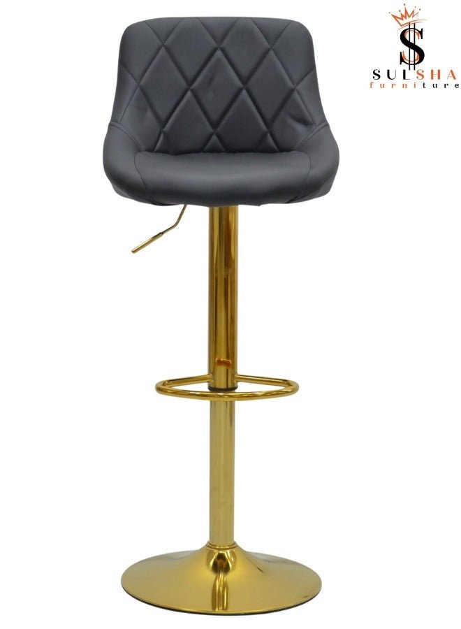 SULSHA PU Leather Round Bar Stool with Back Rest Height Adjustable Swivel Pub Chair Home Kitchen Bar stools Backless Stool with Footrest