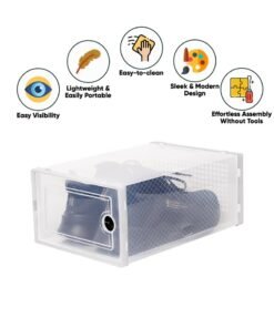 Alternative view of 4 Pack Plastic Stackable Shoe Box Foldable Display Box Container