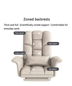 Arabest Ergonomic Office Chair with Footrest Backrest PU Leather, Executive Chair High Back Adjustable Home Desk Chair Swivel Computer Chair Gaming Chair with Lumbar Support 400lbs, White - Image 4