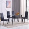 DANUBE HOME Cuckoo 5 Pieces Rectangular Dining Set Modern Design 4 Seater Comfortable Chairs And 1 Adjustable Table For Kitchen Dining Room Black/Clear glass
