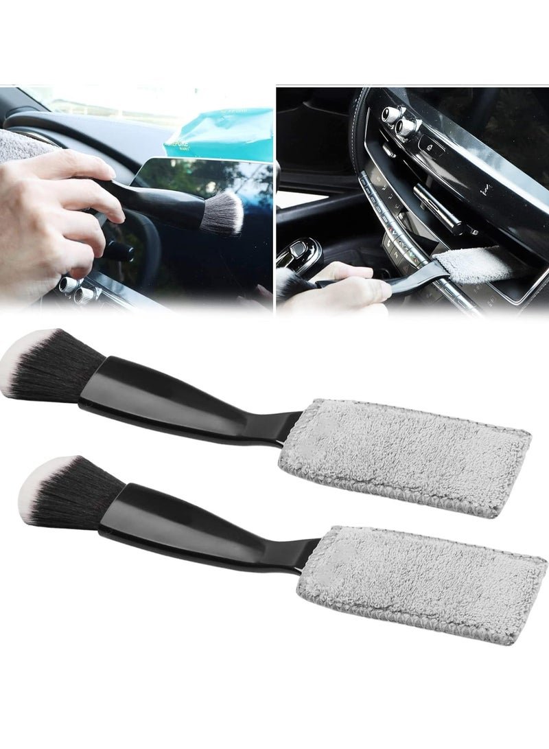 Oasisgalore 2 Pack Double Head Brush for Car,2 in 1 Car Duster for Detailing Interior,Car Air Vents Dashboard Screen Clean Brush