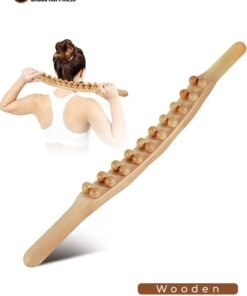 Eworld Wooden Stick Massager Therapy – Double Row 20 Beads Body Massager for Neck, Back & Legs, Muscle Soreness Relief, Lymphatic Drainage & Gua Sha Massage