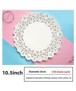Grease-proof Paper Pad Grease-proof Paper Hotel Snacks Round Tableware Dinner Plate Lace Oil-absorbing Paper 100 Sheets/Pack-Specifications:10.5 Inch 100 Sheets