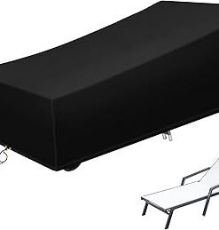 Sun Lounger Covers, Outdoor Garden Sunbed Cover Waterproof Windproof Anti UV Garden Rattan Patio Furniture Protector 220*80*35/55cm