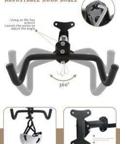 HomarKet Adjustable Bicycle Wall Mount Hook MTB Road Bike Rack Wall Hanger Hooks Holder for Garage Indoor Bike Storage Repair Stand - Image 3