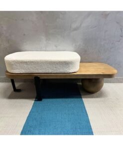 C&C Home Multipurpose Japanese Nordic Design Entrance Shoe Changing Bench Stool Wood End Table with Soft Sponge Cushion for Living Room Entryway Hallway 120x35x45 cm (Fully Assembled)