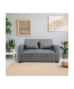 Home Box Morgan 2-Seater Pull-Out 2-Cushion Sofa Bed with 2 Cup Holders and C-Type USB Port 64 x 84 x 150 cm