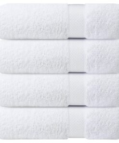 Infinitee Xclusives Pack 4 Bath towel Set Premium Towels Set White 100% Ring Spun Cotton Towels - White Bath Towels 27 x 54 Inches - Soft Feel, Quick Dry, Highly Absorbent Durable Towels, Perfect for Daily Use