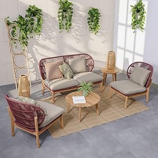 Cherry 4-Seater Outdoor Sofa Set | Steel Frame Garden Furniture | Modern Design Patio Sofaset | Outdoor Seating Table And Chairs For Lawn Garden