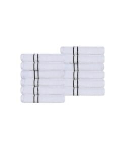 Superior Turkish Cotton 12-Piece Washcloth/Face Towel Set, Small Towels for Facial Cleaning/Drying, Quick Dry, Spa, Hotel, Resort, Home, Guest Bathroom, Master Bath, Home Accessories, Black
