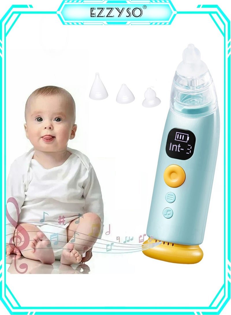 EzzySo Automatic Baby Nasal Aspirator Nasal Vacuum Cleaner For Infant Safety Electric Silent Cleaner With LED Light Music Rechargeable Nose Aspirator With 3 Tips And 1 Tweezers