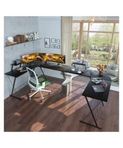 Stubborn L-type game corner table with display stand, save space, easy to assemble, suitable for gaming table,office desk and writting desk