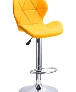Bar Stool，Swivel Bar Chair with Back,PU Leather Adjustable Counter Height Bar Stools，Breakfast Bar stools with Footrest for Home Kitchen Island (Yellow,HID846)