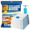 Arabest 10 Pack Vacuum Storage Bags 1 pcs (80x100cm) +3 pcs (50x90cm) 3 pcs (50x70), 3pcs (40x60) Reusable vacuum bag for packing ,Clothe, Blanket, Pillow, Travel (with Suction Pump) PSLJH224