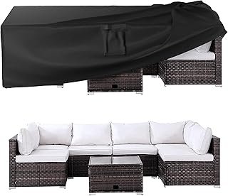 Waterproof Outdoor Furniture Cover 124" L x 63" W x 29" H, Heavy-Duty Patio Furniture Cover Dustproof Anti-UV Durable Sectional Table & Chair Cover for Large Sofa Sets