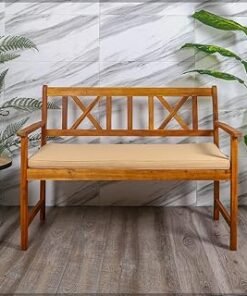 Acacia Wood Garden Lounge Seating Sofa with Cushions Patio Sofa Seating Wooden Outdoor Balcony Terrace Yard Lawn Furniture