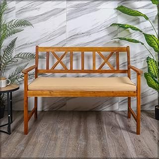 Acacia Wood Garden Lounge Seating Sofa with Cushions Patio Sofa Seating Wooden Outdoor Balcony Terrace Yard Lawn Furniture