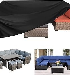 420D Waterproof Outdoor Furniture Cover 137" L x 102" W x 35" H, Premium Quality Patio Furniture Covers Dust Proof Anti-UV Heavy Duty Durable Sofa Sectional Table & Chair Cover Large