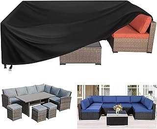 420D Waterproof Outdoor Furniture Cover 137" L x 102" W x 35" H, Premium Quality Patio Furniture Covers Dust Proof Anti-UV Heavy Duty Durable Sofa Sectional Table & Chair Cover Large
