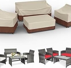 Patio Furniture Cover Set, 4 Piece Outdoor Furniture Cover Waterproof, 600D Heavy Duty Lawn Patio Set Covers