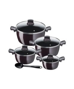 Tefal 9-Piece Aluminium Non-Stick Coating G6 Resist Intense Cookware Set Black 26cm