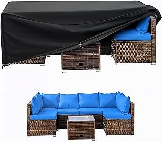 Waterproof Garden Patio Furniture Cover Set, (250x200x80) Upgraded 210D Heavy Duty Oxford Fabric UV Resistant for Rectangle Table Chair Sofa
