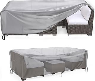 420D Heavy Duty Waterproof Outdoor Furniture Cover (84" L x 52" W x 29" H), Premium Dustproof Anti-UV Patio Sofa Protector, Extra Thick Durable All-Weather Table & Chair Cover for Outdoor Use-Brown