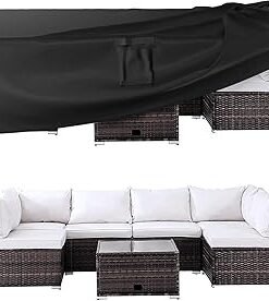 Patio Furniture Waterproof Cover, Heavy Duty Oxford Fabric Durable Outdoor Furniture Cover (Black, 213X132X74cm)