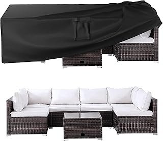 Patio Furniture Waterproof Cover, Heavy Duty Oxford Fabric Durable Outdoor Furniture Cover (Black, 213X132X74cm)